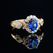 Natural Sapphire Stone Ring 1.08ct, Diamond 0.314ct 18K Gold